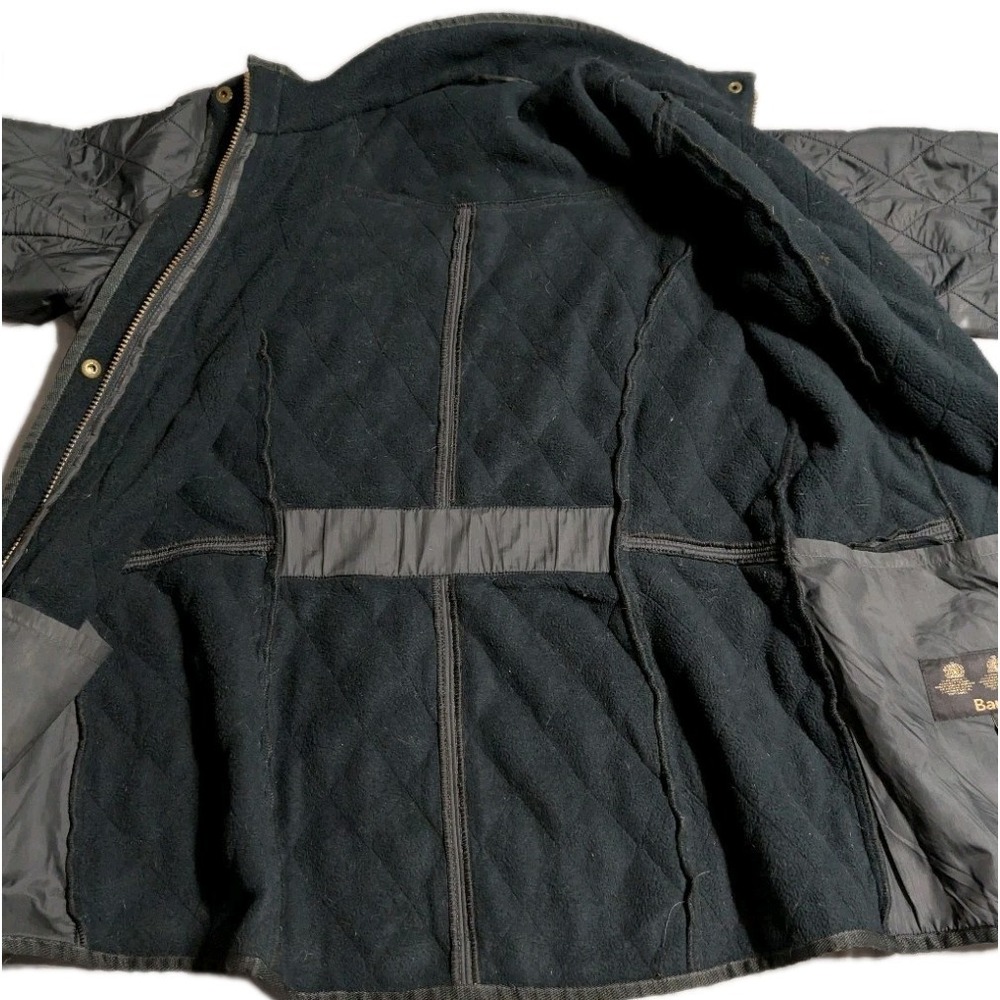 Barbour Quilted Jacket Womens US 10 Gray Fleece Lined Snap Zip Coat UK 14 - Picture 3 of 10
